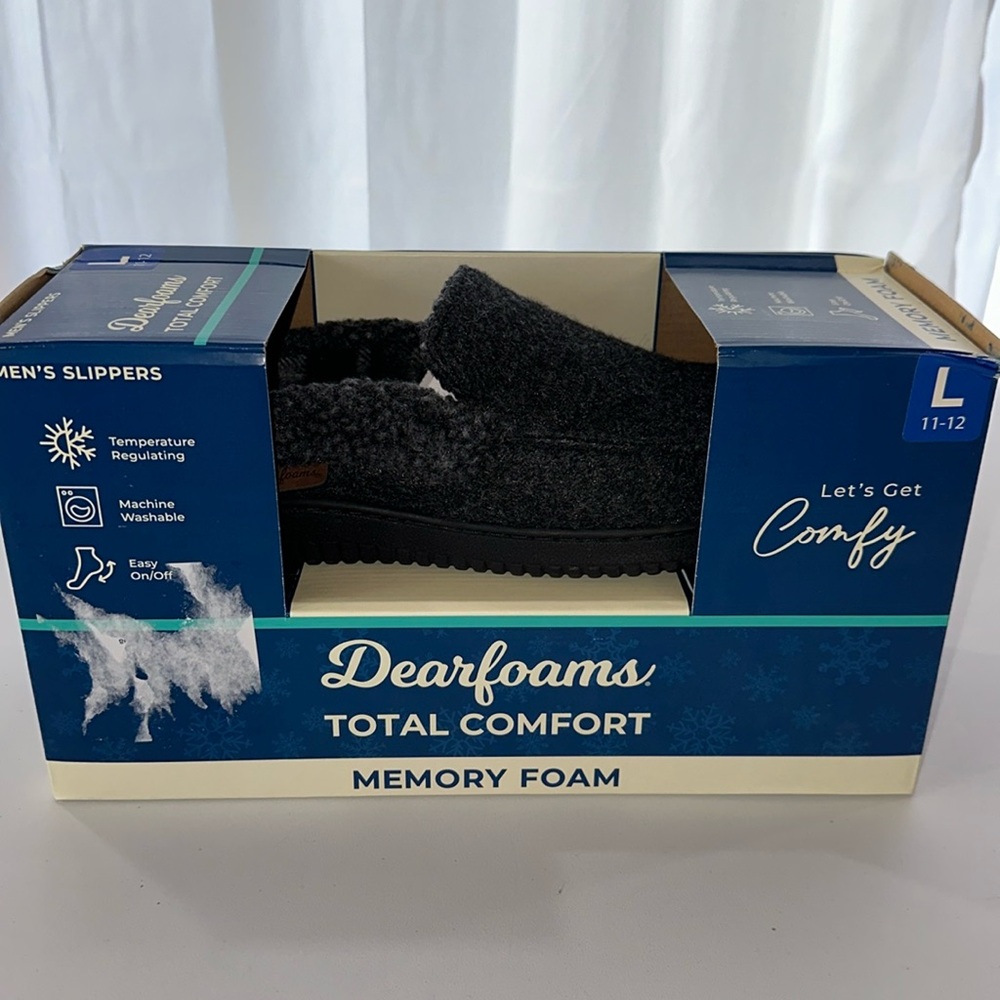 Dearfoam total comfort memory foam men's slippers size large